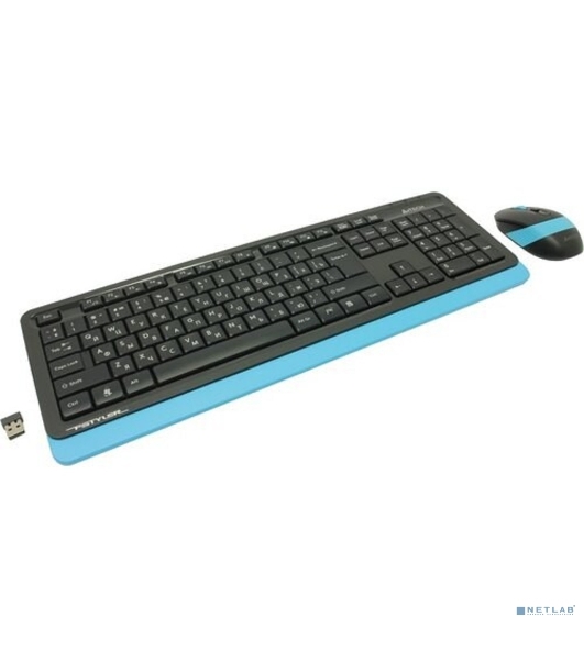 Комплект клавиатура+мышь A4Tech FStyler FG1010 беспроводной, USB, 2000 DPI, чёрный/синий