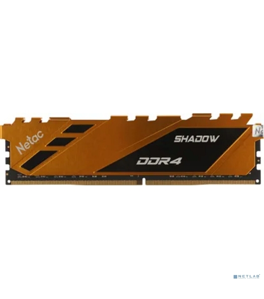 Оперативная память NETAC Shadow, DDR4, 16GB (1x16GB), 3200MHz, CL16, DIMM, с радиаторами, желтый
