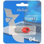 Флешка USB Netac UM2 (NT03UM2N-064G-32RE), 64Gb, USB 3.0, R/W 130/50, серебристый/красный, фото17