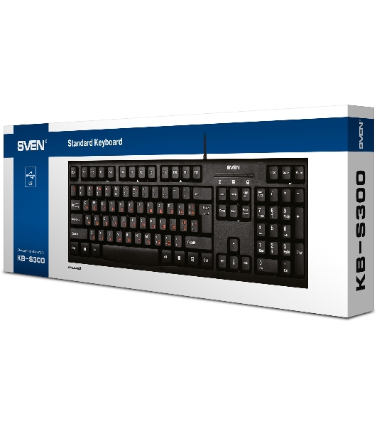 Клавиатура SVEN KB-S300 проводная, USB Type-A, чёрный