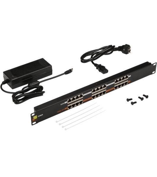 Панель POE 19', 12 портов, с одним блоком питания 48V, 120W