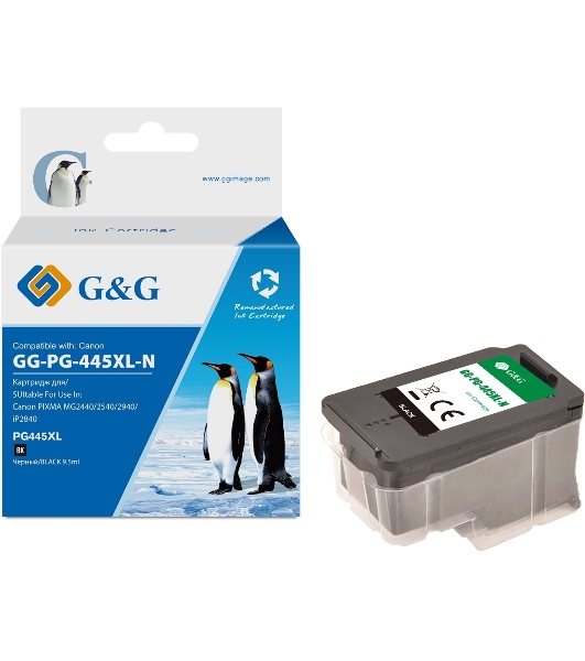 Картридж струйный G&G GG-PG-445XL-N (PG-445) черный (15 мл) для Canon PIXMA MG3040/2545S/2440/2940/2540/2540S;iP2840;MX494;TS204/3140/3440;TR4540/3340/4640