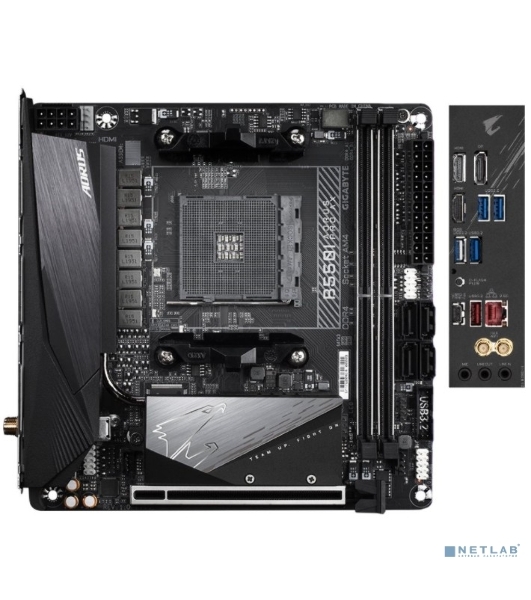 Материнская плата Gigabyte B550I AORUS PRO AX, AM4, AMD B550, 2xDDR4, 4xSATA, 2xM.2, 1xPCIe 4.0 x16, 2xHDMI, 1xDP, 1x 2.5Gb LAN, 1xUSB-C 3.2 Gen 2, 4xUSB-A 3.2 Gen 1, 3x3.5 мм, 7.1, Mini-ITX