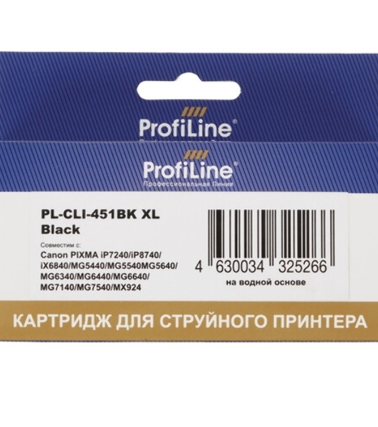 Картридж струйный ProfiLine PL-CLI-451BK для Canon PIXMA iP7240/MG5440/MG5540/MG6340/MG6440/MG7140/MX924 Black водн