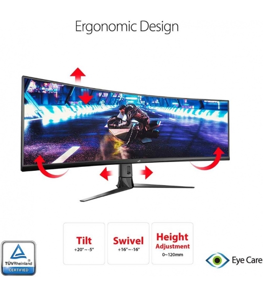 Монитор 49' ASUS ROG Strix XG49VQ VA 3840x1080, 144 Гц, 4 мс, 32:9, 450 кд/м2, 2xHDMI, 1хDP, изогнутый, черный