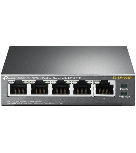 Коммутатор TP-Link SMB TL-SF1005P 5-портовый 10/100 Мбит/с настольный коммутатор с 4 портами PoE