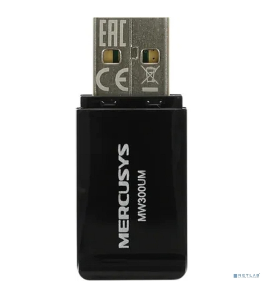 Сетевой адаптер USB2.0 адаптер Mercusys MW300UM, 300 Мбит/с, компактный