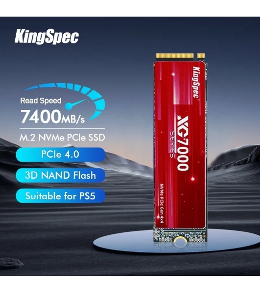 Накопитель SSD KingSpec XG7000, 1Tb, PCIe 4.0 x4, M.2 2280, NVMe, R/W 7400/6600