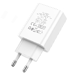 Сетевое зарядное устройство с дисплеем Hoco 18Вт, 3А, QC3.0/PD, 1хUSB, 1хType-C, C100A, белый, коробка, фото2