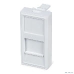 Лиц. панель розеточная Cabeus, 1х keystone, 22,5х45 мм (ВхШ), плоская, шторки, цвет: белый (FP-22,5-1M), фото 1