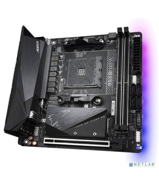 Материнская плата Gigabyte B550I AORUS PRO AX, AM4, AMD B550, 2xDDR4, 4xSATA, 2xM.2, 1xPCIe 4.0 x16, 2xHDMI, 1xDP, 1x 2.5Gb LAN, 1xUSB-C 3.2 Gen 2, 4xUSB-A 3.2 Gen 1, 3x3.5 мм, 7.1, Mini-ITX