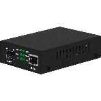 Медиаконвертер Gigabit Ethernet, SFP 1000Мбит/c, RJ45 10/100/1000Мбит/c, поддержка LFP. Металлический корпус. БП DC12V(1A) в комплекте. Размеры (ШхВхГ): 70x25x95мм. Вес: 0,2кг. Рабочая температура: -10…+55°С. Совместим с шасси NS-MCB-14., фото 1