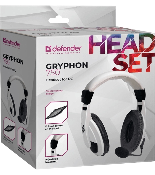 Гарнитура Defender Gryphon 750 белый, проводная