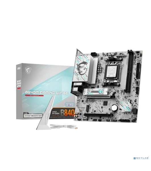 Материнская плата MSI B840M GAMING WIFI6E, AM5, AMD B840, 2xDDR5, 4xSATA, 2xM.2, 1xPCIe 4.0 x16, 1xPCIe 3.0 x4, 1xDP, 1xHDMI, 1x2.5Gb LAN, Wi-Fi 6E, Bluetooth 5.3, 4xUSB-A 5Gbps, 2xUSB-A 2.0, 2x3.5 мм, 7.1, mATX