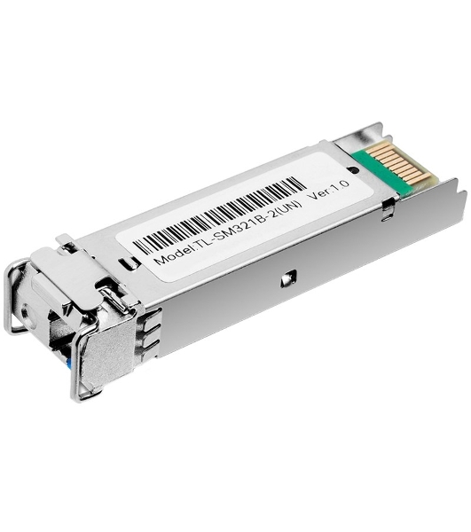 Модуль TP-Link SFP 1000Base-BX WDM Bi-Directional SFP module, TX: 1310 nm and RX: 1550 nm, 1 LC Simplex port, up to 2 km transmission distance in 9/125 μm SMF (Single-Mode Fiber), Supports Digital Diagnostic Monitoring (DDM).