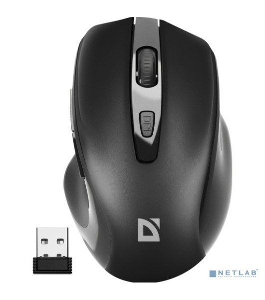 Мышь беспроводная Defender Prime MB-053 черный, 1600 dpi, радиоканал, USB, кнопки - 6