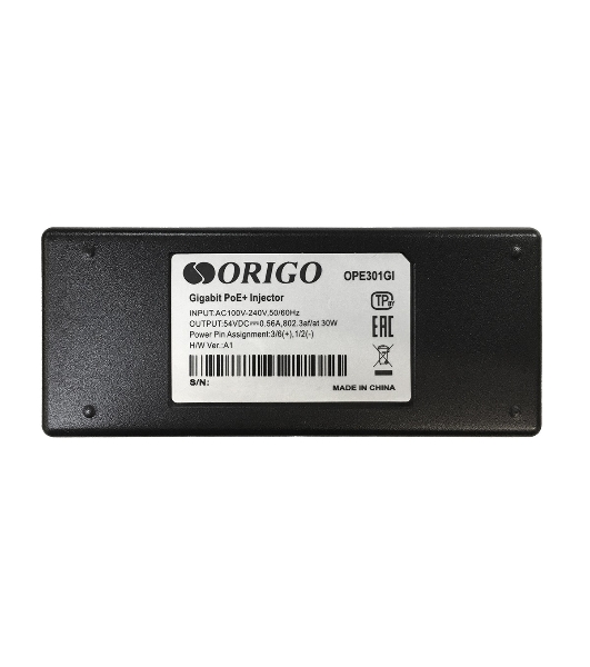 Инжектор PoE Origo OPE301GI 10/100/1000BASE-T 30Вт 100-240В(АС) (OPE301GI/30W/A1A)