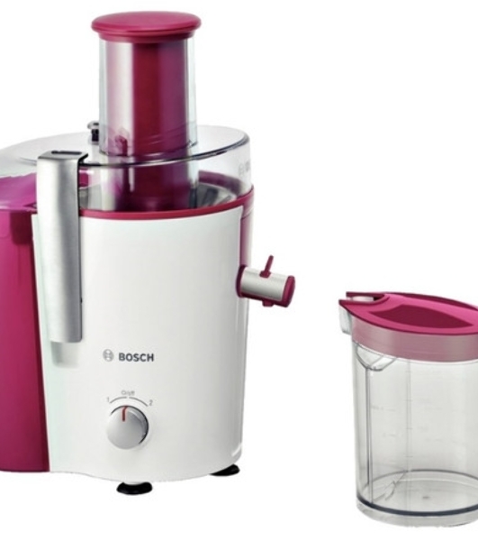 Соковыжималка Bosch MES25C0 белый/бордовый, центробежная, 700 Вт, 1250 мл, механическое