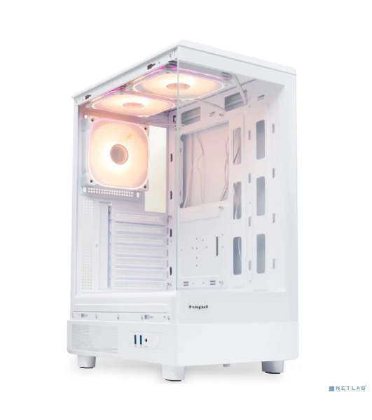 Компьютерный корпус HSPD F510, Panoramic Mid Tower, белый, TG, 0.5 SPCC, 3x120мм ARGB ATX, mATX, mITX 180/280/160мм 1x2.5', 1x3.5', 7xPCI 2xUSB-A 3.0 356x218x467мм