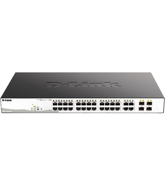 Коммутатор D-Link DGS-1210-28P/F5A, 24×1 Гбит/с + 4×1 Гбит/с Combo, настраиваемый