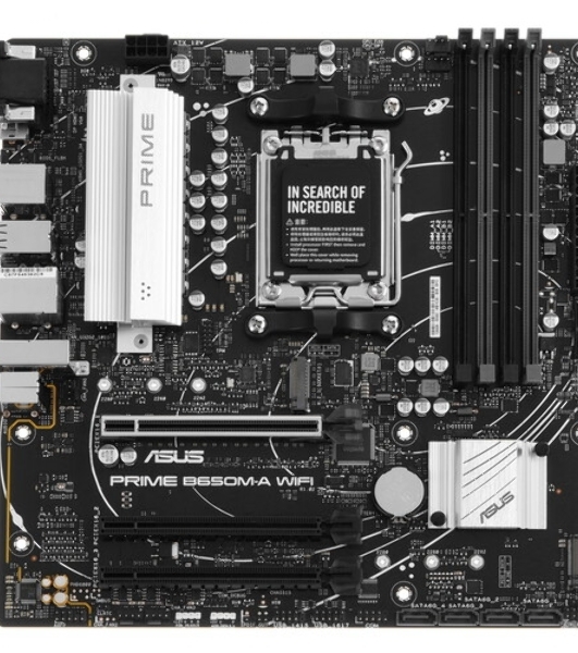 Материнская плата ASUS PRIME B650M-A WIFI II, AM5, AMD B650, 4xDDR5, 4xSATA, 2xM.2, 1xPCI-E 4.0 x16, 2xPCI-E 4.0 x1, 1xHDMI, 1xDP, 1xVGA, 1x 2.5Gb LAN, 2xUSB-A 3.2 Gen 2, 2xUSB-A 3.2 Gen 1, 4xUSB-A 2.0, 3x3.5 мм, 7.1, Micro-ATX