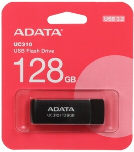 Флешка USB ADATA UC310 (UC310-128G-RBK), 128Gb, USB 3.2 Gen 1, R/W 100/30, черный