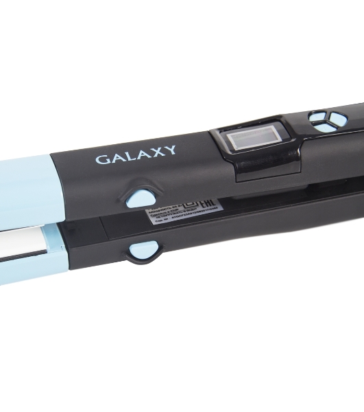 Выпрямитель для волос Galaxy GL 4505 черный/голубой, 27,5/57 мм, 200 °C, 1 режим