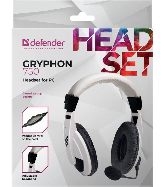 Гарнитура Defender Gryphon 750 белый, проводная