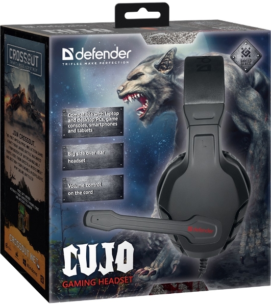 Гарнитура Defender Cujo чёрный/красный, проводная