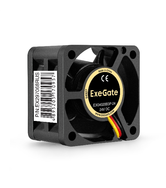 Вентилятор для корпуса ExeGate EX04020B3P-24 черный, 40 мм, 8000 об/мин, 33.2 дБ, 3 pin
