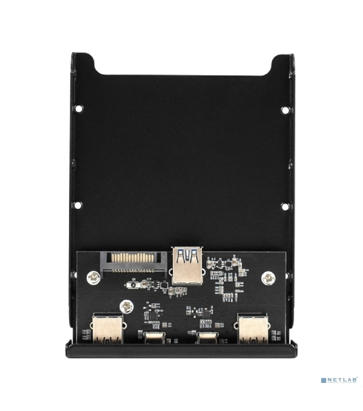 Планка USB на переднюю панель ExeGate U3H-622, 3,5', 2*TypeA +2*TypeC (USB 3.2 Gen2 (SuperSpeed USB 10Gbps), черная, металл, подсоединение к мат. плате)