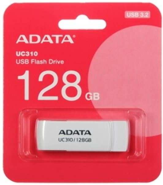 Флешка USB ADATA UC310 (UC310-128G-RWH), 128Gb, USB 3.2 Gen1, R/W 100/30, белый