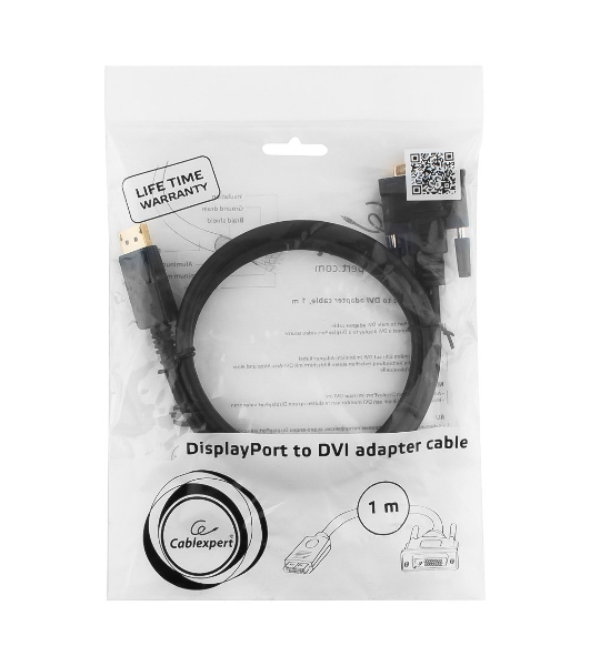 Кабель DisplayPort-DVI Gembird/Cablexpert 1м, 20M/19M, черный, экран, пакет