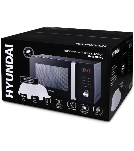 Микроволновая печь Hyundai HYM-M2062 черный, 23 л, 800 Вт, переключатели - кнопки, поворотный механизм