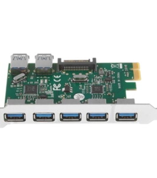 Контроллер ExeGate EXE-317 PCI-E 2.0, 5*USB 3.0 ext + 2*USB 3.0 int, разъем доп.питания (OEM)