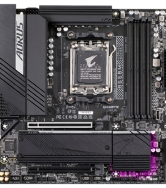 Материнская плата Gigabyte B650M AORUS ELITE, Socket AM5, AMD B650, 4xDDR5, 4xSATA, 2xM.2, 1xPCI-E 4.0 x16, 1xPCI-E 4.0 x4, 1xHDMI, 1xDP, 1x 2.5Gb LAN, 5xUSB-A 3.2 Gen 1, 2xUSB-A 3.2 Gen 2, 4xUSB-A 2.0, 1xUSB-C 3.2 Gen 2, 2x3.5 мм, 7.1, Micro-ATX