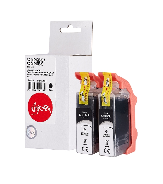 Набор струйных картриджей Sakura 2932B012 (520 PG Black/520 PG Black) для Canon, черный, 16x2 мл., 340 к.