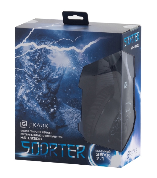 Гарнитура Oklick HS-L930G чёрный/синий, проводная, USB, подсветка