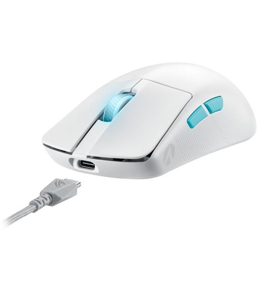 Мышь беспроводная/проводная ASUS ROG Harpe Ace Aim Lab Edition белый, 36000 dpi, радиоканал, Bluetooth, USB, кнопки - 5
