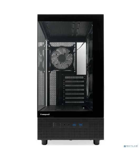 Компьютерный корпус HSPD F710, Panoramic Mid Tower, черный, TG, 0.5 SPCC, 3x120мм ARGb E-ATX, ATX, mATX, mITX 185/395/270мм 2x2.5', 1x3.5', 7xPCI 2xUSB-A 3.0 435x230x457мм