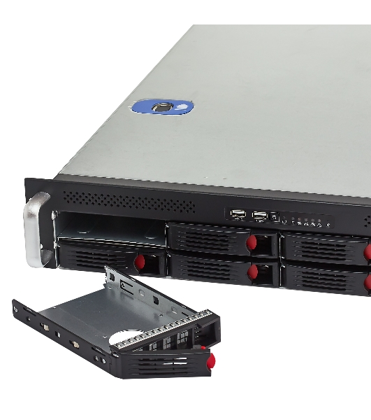 Серверный корпус ExeGate Pro 2U550-HS08 RM 19', высота 2U, глубина 550, БП 1U-500ADS, 8xHotSwap, USB
