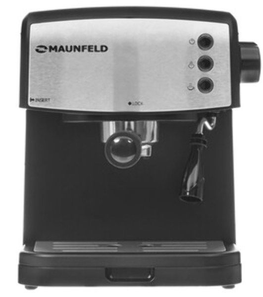 Кофеварка рожковая Maunfeld MF-734BK черный, исп. кофе - молотый/чалды, 1.5 л, 850 Вт, 15 бар