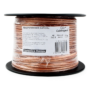 Акустический кабель Cablexpert CC-TC2x2,5-50M, прозрачный,  50 м, на катушке