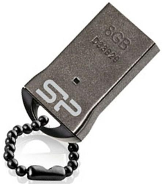 Флешка USB R/W Silicon Power 8Gb Touch T01 SP008Gb,UF2T01V1K USB 2.0 черный/серебристый