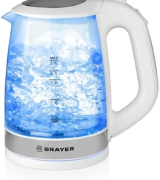 Электрочайник BRAYER BR1040WH белый, 2.0 л, 2200 Вт, скрытый нагревательный элемент