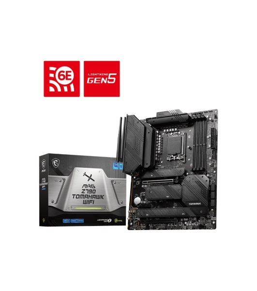 Материнская плата MSI MAG Z790 TOMAHAWK WIFI, LGA 1700, Intel Z790, 4xDDR5, 7xSATA, 4xM.2, 1xPCIe 4.0 x4, 1xPCIe 5.0 x16, 1xHDMI, 1xDP, 1x2.5Gb LAN, 4xUSB-A 3.2 Gen 1, 4xUSB-A 3.2 Gen 2, 1xUSB-C 3.2 Gen 2, 1xUSB-C 3.2 Gen 2x2, 5x3.5 мм, 7.1, Standard-ATX