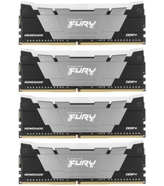 Оперативная память Kingston Fury Renegade, DDR4, 128GB (4x32GB), 3200MHz, CL16, DIMM, радиатор, черный