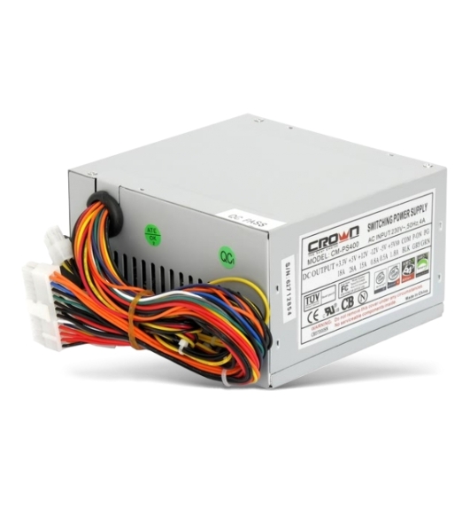 Блок питания CROWN CM-PS400W (20+4in, 80мм FAN, SATA*2, PATA(big Molex)*4, FDD*1, 4+4pin, Lines 1x12V OEM)