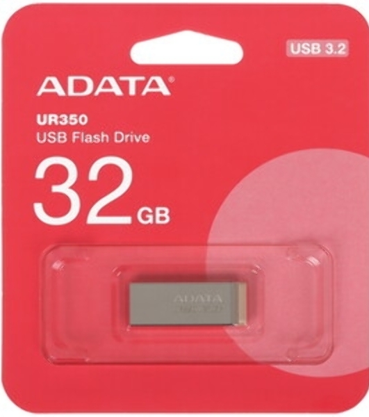 Флешка USB ADATA UR350 (UR350-32G-RSR/BG), 32G, USB 3.2, R/W 100/15, серебристый/коричневый