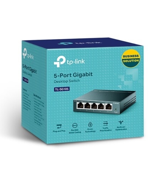 Коммутатор TP-Link SOHO TL-SG105 5-port Desktop Gigabit Switch, 5 10/100/1000M RJ45 ports, metal case